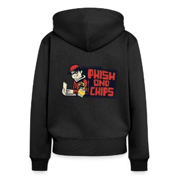 Phish And Chips Phishing Sniffer Social - Frauen Premium Bio Zip Hoodie - Schwarz - Hinten - Julia (174cm)