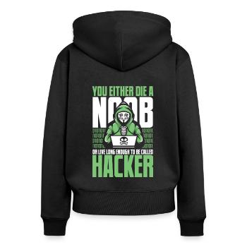 Vivre assez longtemps pour être appelé renifleur de hacker - Sweat à capuche zippé Premium bio Femme - noir - Dos - Julia (174cm)