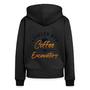 Fueled by Coffee and Excavators Seilbagger - Frauen Premium Bio Zip Hoodie - Schwarz - Hinten - Julia (174cm)