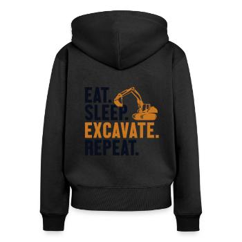 Eat Sleep Excavate Repeat Seilbagger Excavator - Frauen Premium Bio Zip Hoodie - Schwarz - Hinten - Julia (174cm)