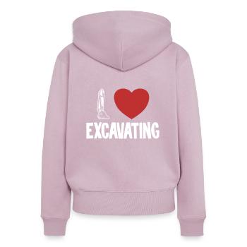 I love Excavating Crawler Excavator - Women's Premium Organic Zip Hoodie - dusky pink - Back - Julia (174cm)