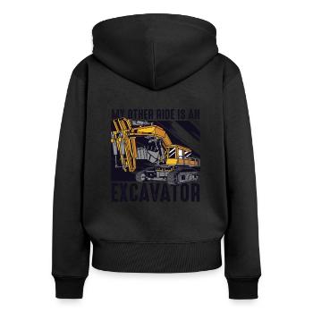 Mon autre manège est une excavatrice - Sweat à capuche zippé Premium bio Femme - noir - Dos - Julia (174cm)