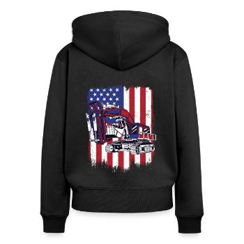 Excavator Seilbagger Raupenbagger Baggerführer - Frauen Premium Bio Zip Hoodie - Schwarz - Hinten - Julia (174cm)