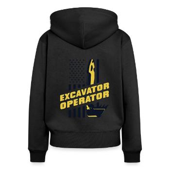 Excavator Seilbagger Raupenbagger Baggerführer - Frauen Premium Bio Zip Hoodie - Schwarz - Hinten - Julia (174cm)