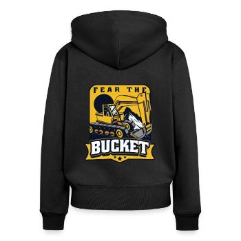 Fear The Bucket Seilbagger Raupenbagger - Frauen Premium Bio Zip Hoodie - Schwarz - Hinten - Julia (174cm)