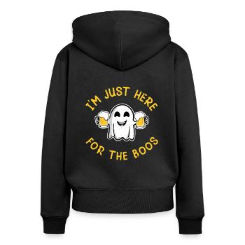 Halloween Gespenst: I'm Just Here For The Boos - Frauen Premium Bio Zip Hoodie - Schwarz - Hinten - Julia (174cm)