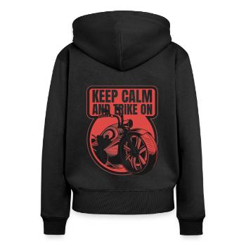 Restez calme et trike sur une moto tricycle - Sweat à capuche zippé Premium bio Femme - noir - Dos - Julia (174cm)