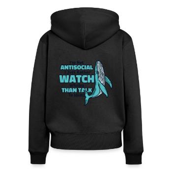 Lieber Wale beobachten als mit Idioten reden Wal - Frauen Premium Bio Zip Hoodie - Schwarz - Hinten - Julia (174cm)
