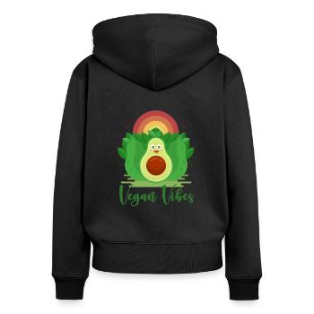 Vegan Vibes Vegan Vegan Pflanzlich - Frauen Premium Bio Zip Hoodie - Schwarz - Hinten - Julia (174cm)