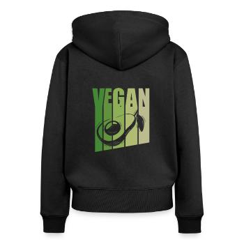 Retro Plant-Based Vegan Vegans Vegetarian Veganism - Women's Premium Organic Zip Hoodie - black - Back - Julia (174cm)