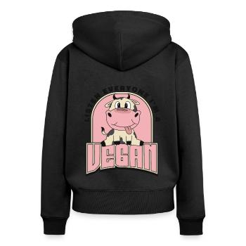 Ich bin Veganer Veganer Pflanzlich - Frauen Premium Bio Zip Hoodie - Schwarz - Hinten - Julia (174cm)