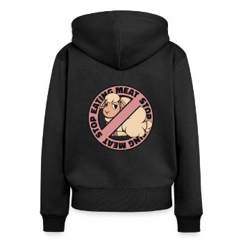 Hören Sie auf, Fleisch zu essen Veganer auf pflanzlicher Basis Veganer Veganismus - Frauen Premium Bio Zip Hoodie - Schwarz - Hinten - Julia (174cm)