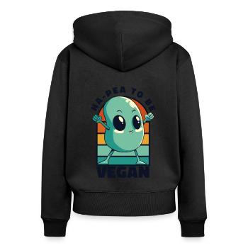 Ha-Pea sera végétalien végétalien végétalien - Sweat à capuche zippé Premium bio Femme - noir - Dos - Julia (174cm)
