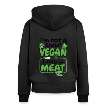 I'm Not A Social Vegan Vegan Vegans Plant-Based - Women's Premium Organic Zip Hoodie - black - Back - Julia (174cm)
