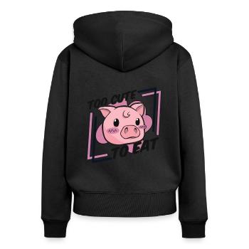 Zu süß, um Veganer zu essen Veganer Veganismus auf pflanzlicher Basis - Frauen Premium Bio Zip Hoodie - Schwarz - Hinten - Julia (174cm)