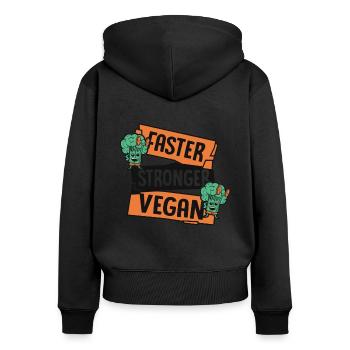 Faster Stronger Vegan Vegans Plant-Based Vegan - Women's Premium Organic Zip Hoodie - black - Back - Julia (174cm)
