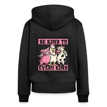 Sei nett zu jeder Art von veganen Veganern auf pflanzlicher Basis - Frauen Premium Bio Zip Hoodie - Schwarz - Hinten - Julia (174cm)