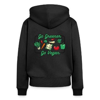 Go Greener Go Vegan Vegan Vegan Végétalien à base de plantes - Sweat à capuche zippé Premium bio Femme - noir - Dos - Julia (174cm)