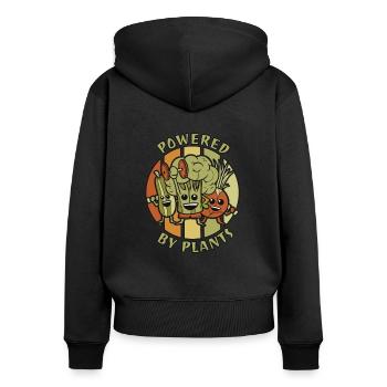 Propulsé par les plantes Végétaliens végétaliens à base de plantes - Sweat à capuche zippé Premium bio Femme - noir - Dos - Julia (174cm)