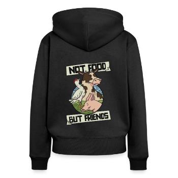 Pas de nourriture mais des amis végétaliens végétaliens à base de plantes - Sweat à capuche zippé Premium bio Femme - noir - Dos - Julia (174cm)