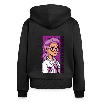 Dieses Mädchen ist Out-MINT-Ding, um Frauen in den MINT-Fächern zu stärken - Frauen Premium Bio Zip Hoodie - Schwarz - Hinten - Julia (174cm)