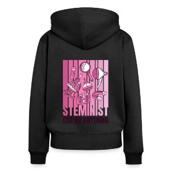 Steminist kann alles MINT-Wissenschaftler Steminist - Frauen Premium Bio Zip Hoodie - Schwarz - Hinten - Julia (174cm)