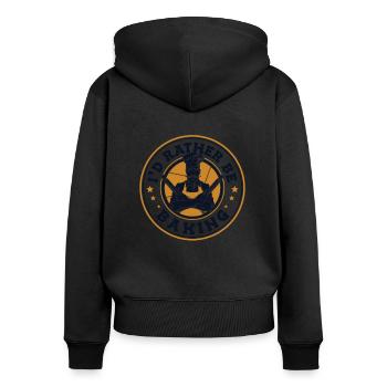 Je préfère cuisiner un pâtissier de boulangerie - Sweat à capuche zippé Premium bio Femme - noir - Dos - Julia (174cm)
