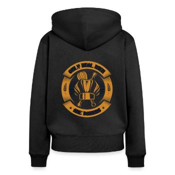 Seuls les vrais hommes sont boulangers boulangerie confiserie boulanger - Sweat à capuche zippé Premium bio Femme - noir - Dos - Julia (174cm)