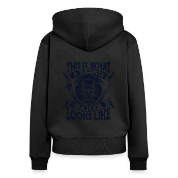 This Is What A Badass Baker Looks Like Confectioner - Women's Premium Organic Zip Hoodie - black - Back - Julia (174cm)