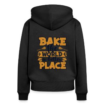 Bake The World: Un meilleur endroit Hobby Baker - Sweat à capuche zippé Premium bio Femme - noir - Dos - Julia (174cm)
