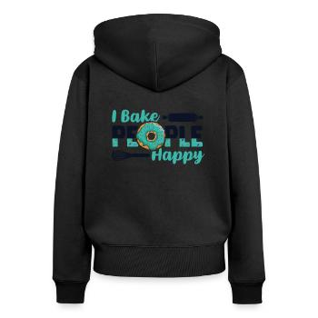 Je fais cuire des gens heureux Chef pâtissier Hobby Baker Baker Bakery - Sweat à capuche zippé Premium bio Femme - noir - Dos - Julia (174cm)