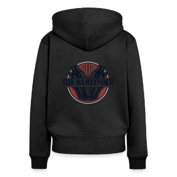 The Bartender Mixologist Barmann Bartender - Frauen Premium Bio Zip Hoodie - Schwarz - Hinten - Julia (174cm)