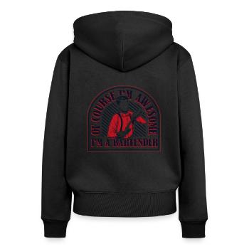Of Course I'm Awesome Barmann Bartender - Frauen Premium Bio Zip Hoodie - Schwarz - Hinten - Julia (174cm)