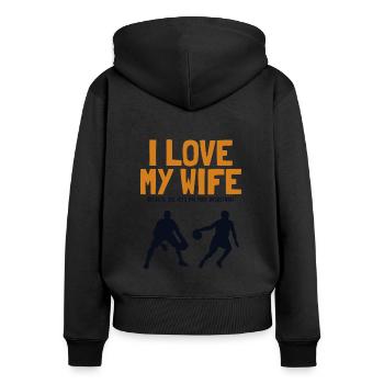 I love my Wife Basketball Basketballspieler - Frauen Premium Bio Zip Hoodie - Schwarz - Hinten - Julia (174cm)