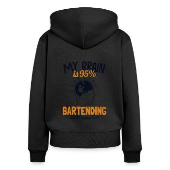 My Brain is 95% Bartending Barmann Bartender - Frauen Premium Bio Zip Hoodie - Schwarz - Hinten - Julia (174cm)
