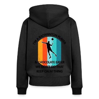 Badminton, Badminton, Badminton, Chocolate - Women's Premium Organic Zip Hoodie - black - Back - Julia (174cm)