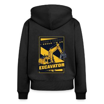 I Dream I'm An Excavator Excavator Seilbagger - Frauen Premium Bio Zip Hoodie - Schwarz - Hinten - Julia (174cm)