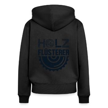 Holzflüsterer Tischler Holztechniker Carpenter - Frauen Premium Bio Zip Hoodie - Schwarz - Hinten - Julia (174cm)