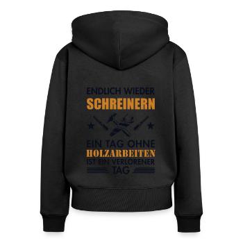 Endlich wieder Schreinern Carpenter - Frauen Premium Bio Zip Hoodie - Schwarz - Hinten - Julia (174cm)
