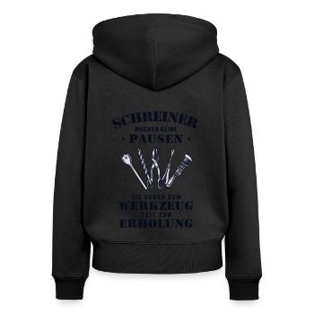 Schreiner Pausen Werkzeug Erholung Carpenter - Frauen Premium Bio Zip Hoodie - Schwarz - Hinten - Julia (174cm)