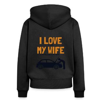 J’aime ma femme Mécanicien Mécanicien Automobile Maître Voiture - Sweat à capuche zippé Premium bio Femme - noir - Dos - Julia (174cm)