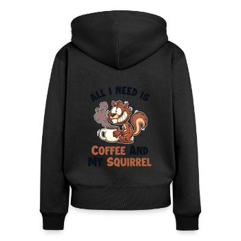 Coffee and my Squirrel Squirrel Fuchshörnchen - Frauen Premium Bio Zip Hoodie - Schwarz - Hinten - Julia (174cm)