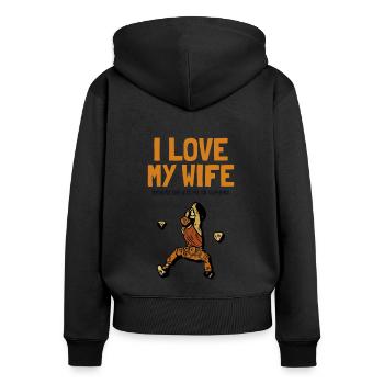 I love my Wife Climbing Bouldern Speedklettern - Frauen Premium Bio Zip Hoodie - Schwarz - Hinten - Julia (174cm)