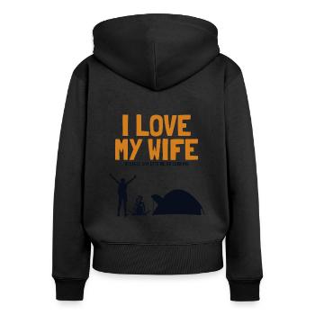 I love my Wife Camping Zelten Glamping - Frauen Premium Bio Zip Hoodie - Schwarz - Hinten - Julia (174cm)
