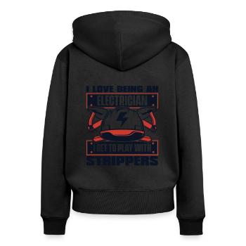 J’aime être un électricien Elektroinstallateur - Sweat à capuche zippé Premium bio Femme - noir - Dos - Julia (174cm)