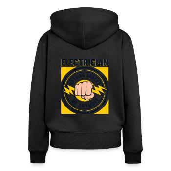 Plus rien ne me choque Électricien - Sweat à capuche zippé Premium bio Femme - noir - Dos - Julia (174cm)