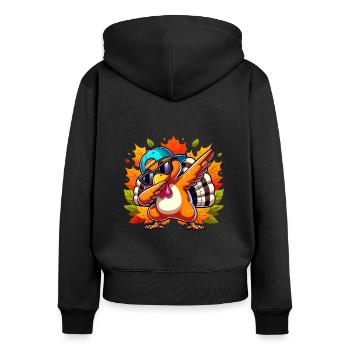 Dankbar Gesegnet Frohes Thanksgiving Erntedankfest - Frauen Premium Bio Zip Hoodie - Schwarz - Hinten - Julia (174cm)