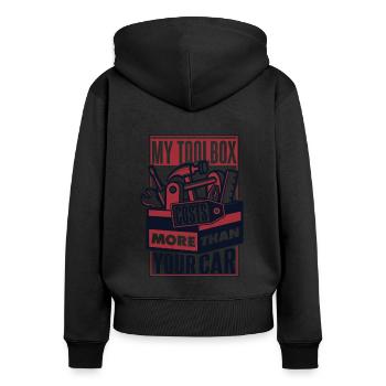 My Toolbox Costs More Than Your Car Meister Kfz - Frauen Premium Bio Zip Hoodie - Schwarz - Hinten - Julia (174cm)
