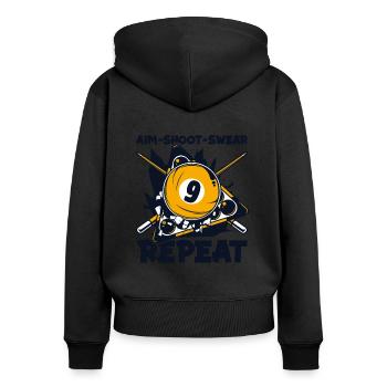 Aim Shoot Swear Repeat Billardtisch Billiards - Frauen Premium Bio Zip Hoodie - Schwarz - Hinten - Julia (174cm)