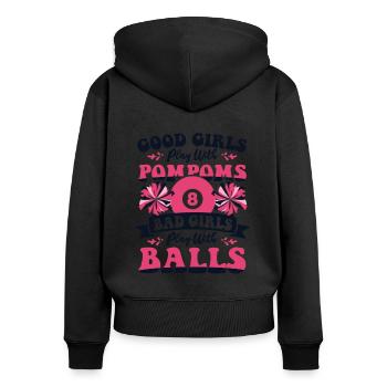 Bad Girls Play With Balls Billardtisch Billiards - Frauen Premium Bio Zip Hoodie - Schwarz - Hinten - Julia (174cm)